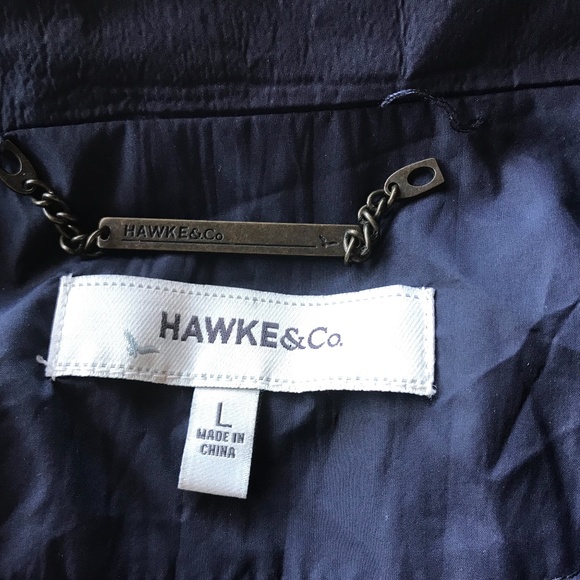 Hawke & Co Dark Blue Long Snap Front Hidden Zip Front Tie Tab Sleeve Jacket - Picture 7 of 7